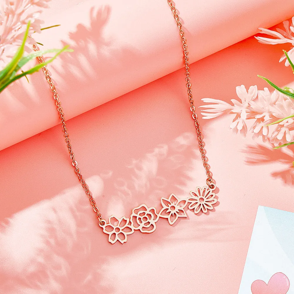 Personalized Multiple Birth Flower Necklace