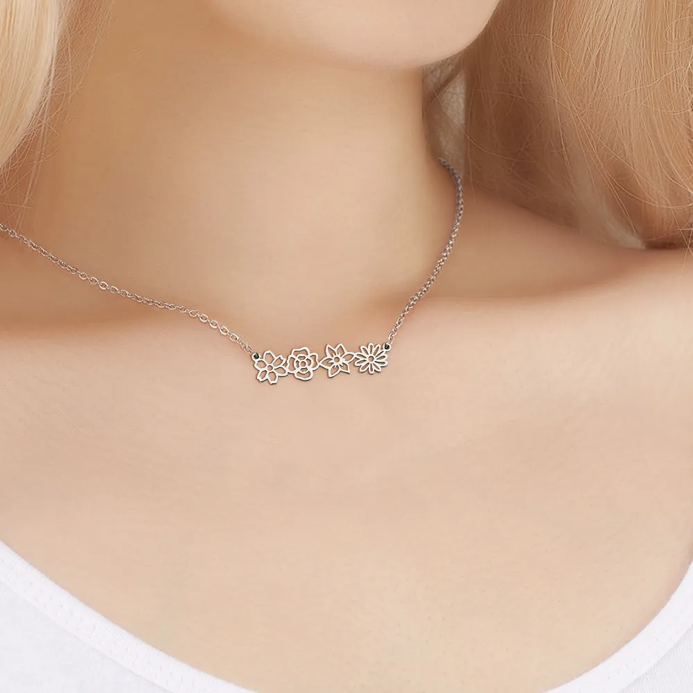 Personalized Multiple Birth Flower Necklace