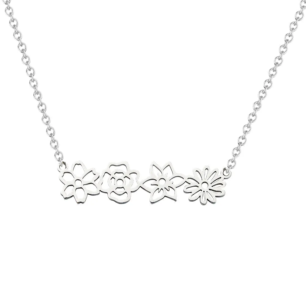 Personalized Multiple Birth Flower Necklace