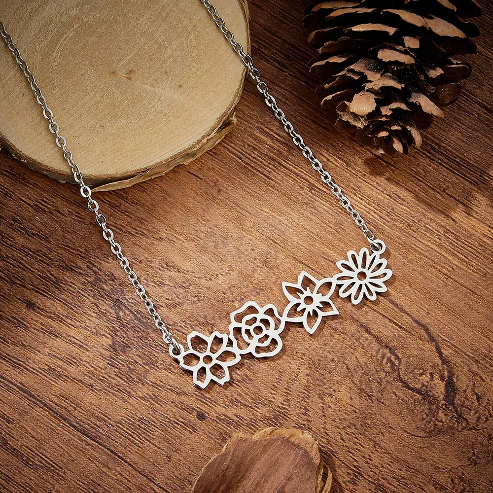 Personalized Multiple Birth Flower Necklace