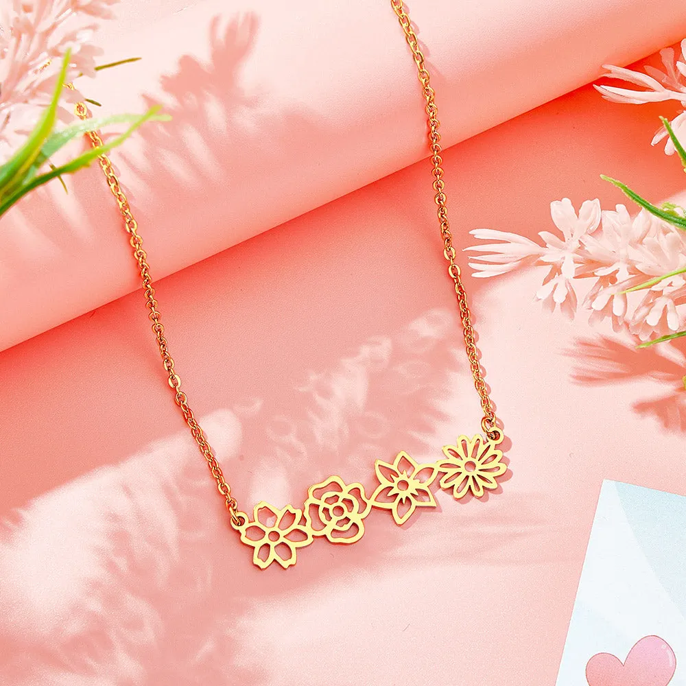 Personalized Multiple Birth Flower Necklace