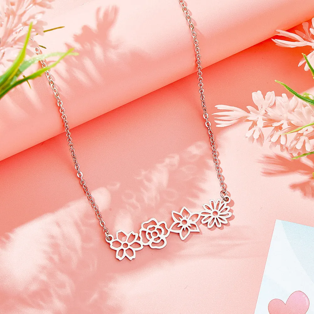 Personalized Multiple Birth Flower Necklace