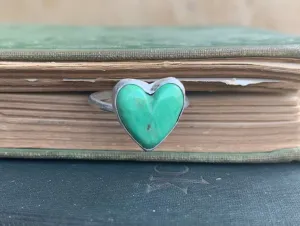 Petite Green Turquoise Heart Ring
