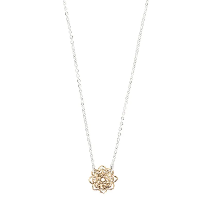 Petite Open Heart Mandala Necklace in Bronze