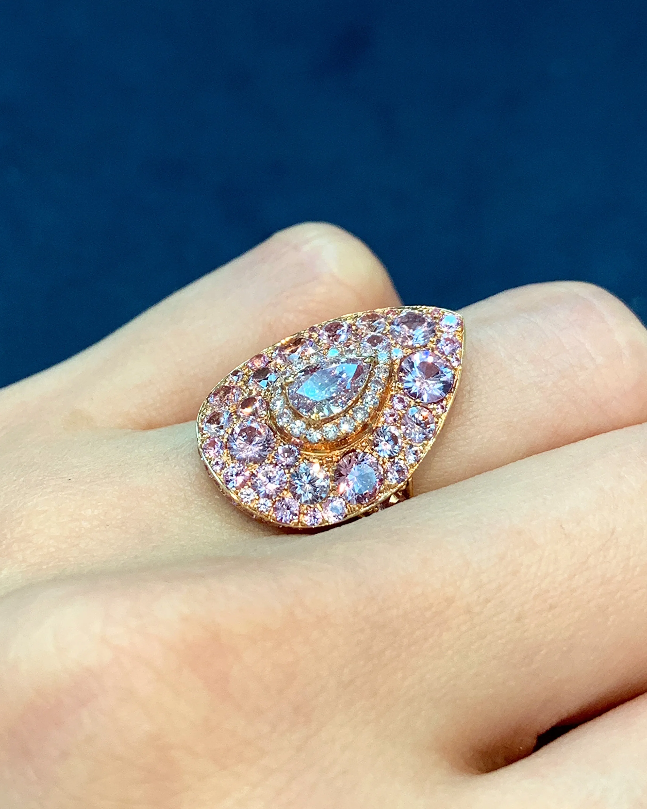 Pink Pear Diamond Ring