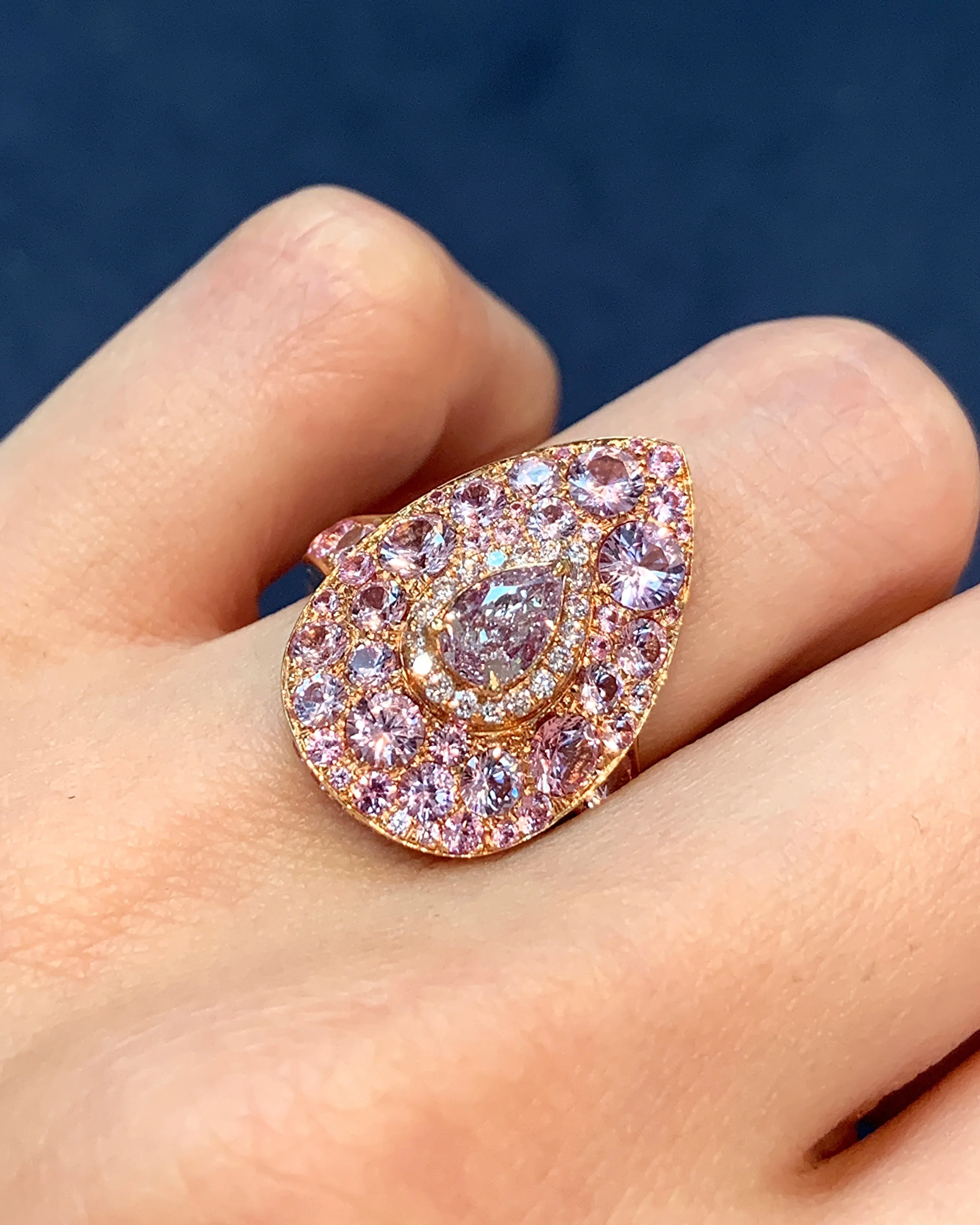 Pink Pear Diamond Ring