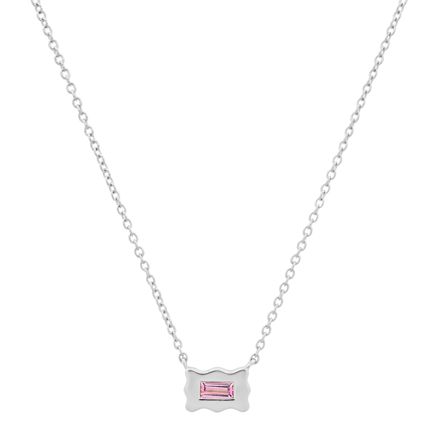 Pink Sapphire Baguette Small Form Necklace