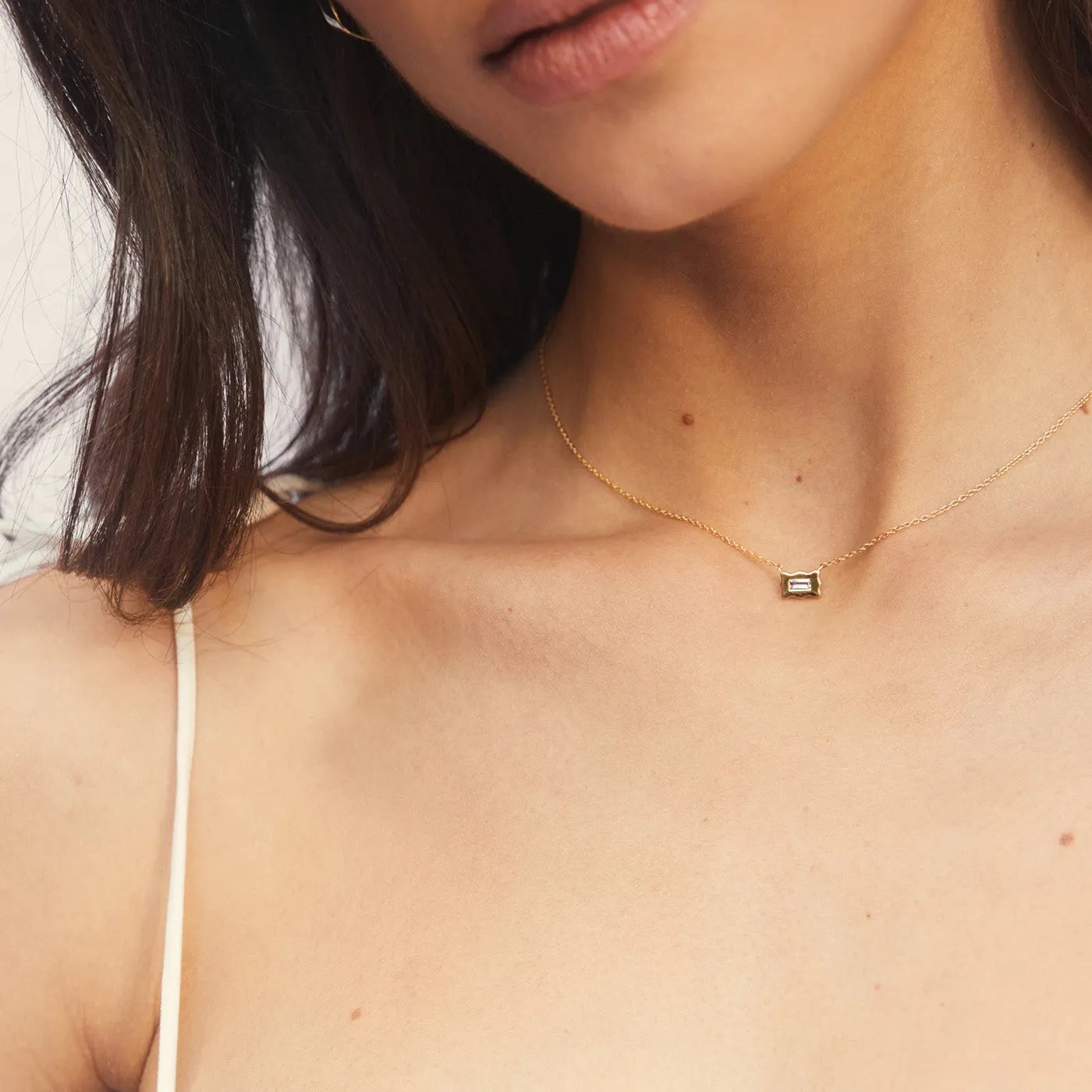 Pink Sapphire Baguette Small Form Necklace