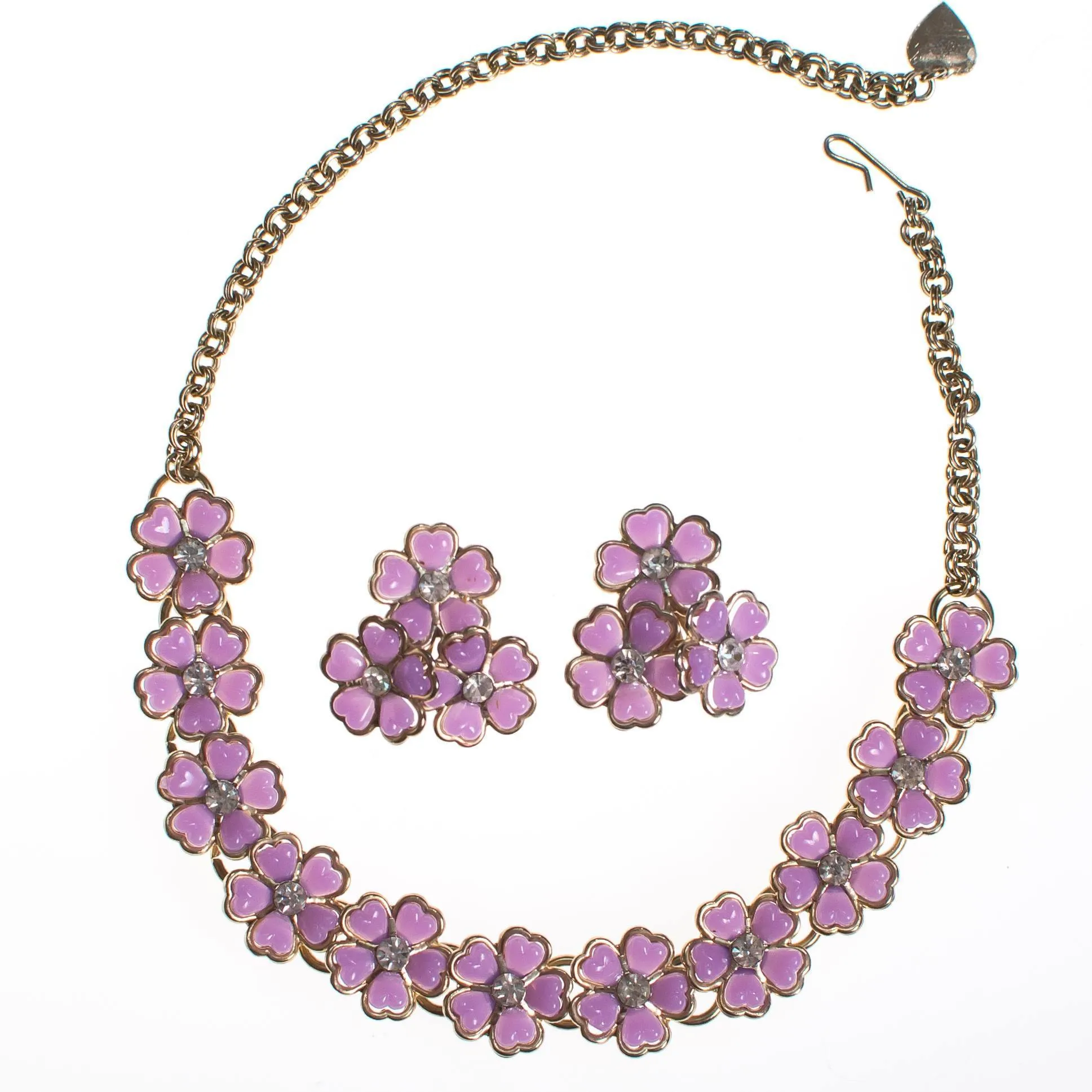 Purple Lucite Flower Necklace