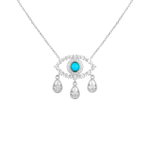"Diamond Tears" Sterling silver eye necklace