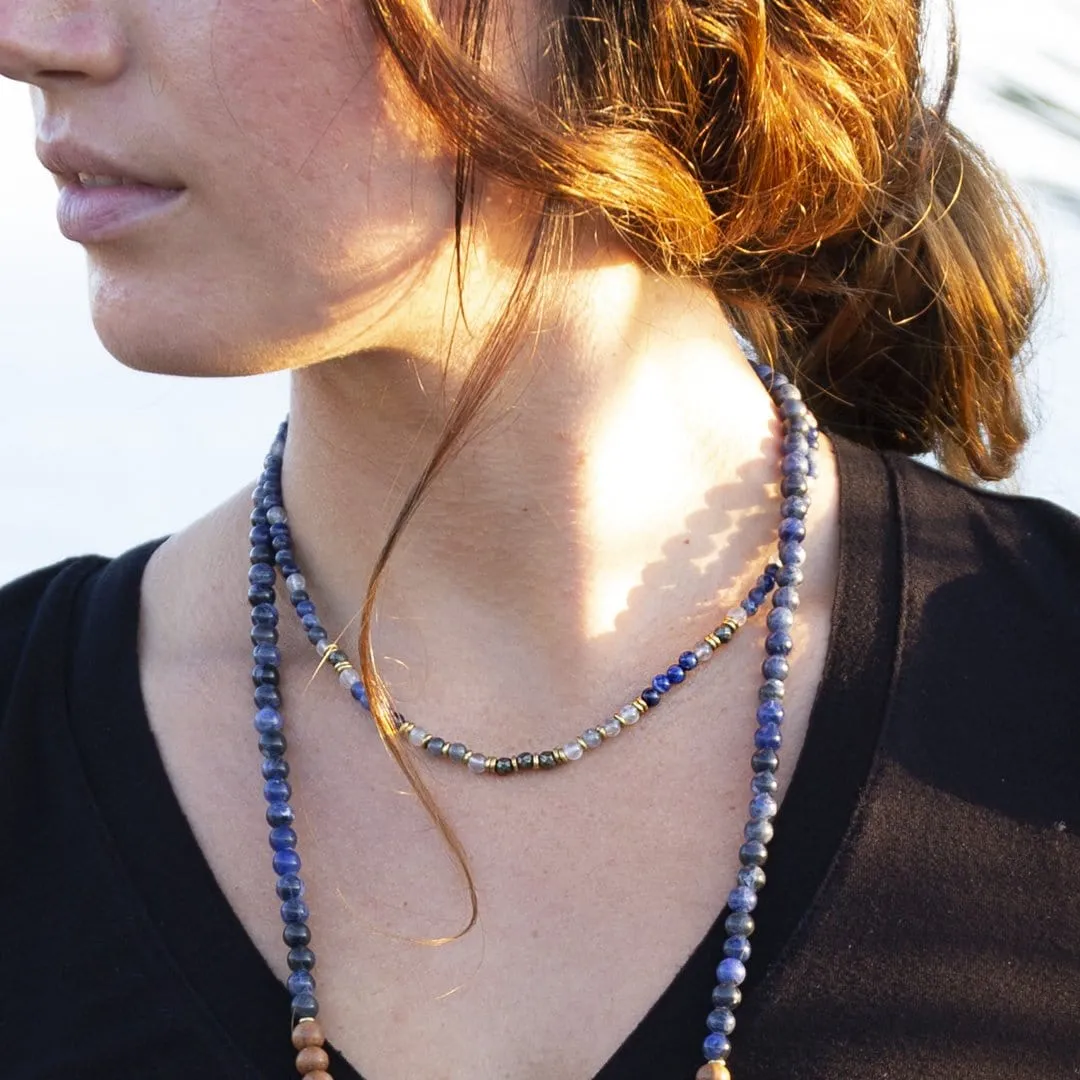 "Intuition and Strength" Sodalite and Quartz Crystal Gemstone Necklace *Final Sale*