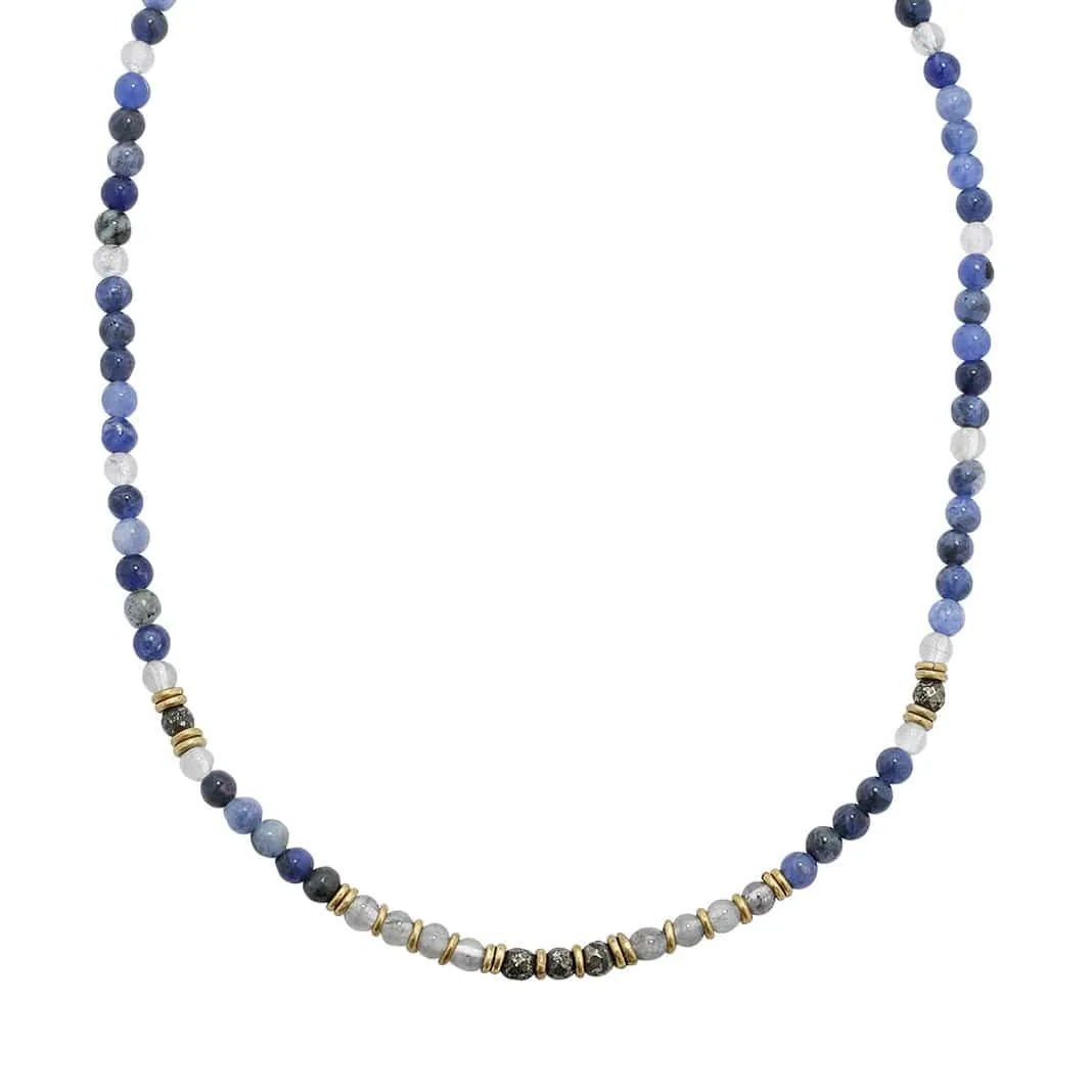 "Intuition and Strength" Sodalite and Quartz Crystal Gemstone Necklace *Final Sale*