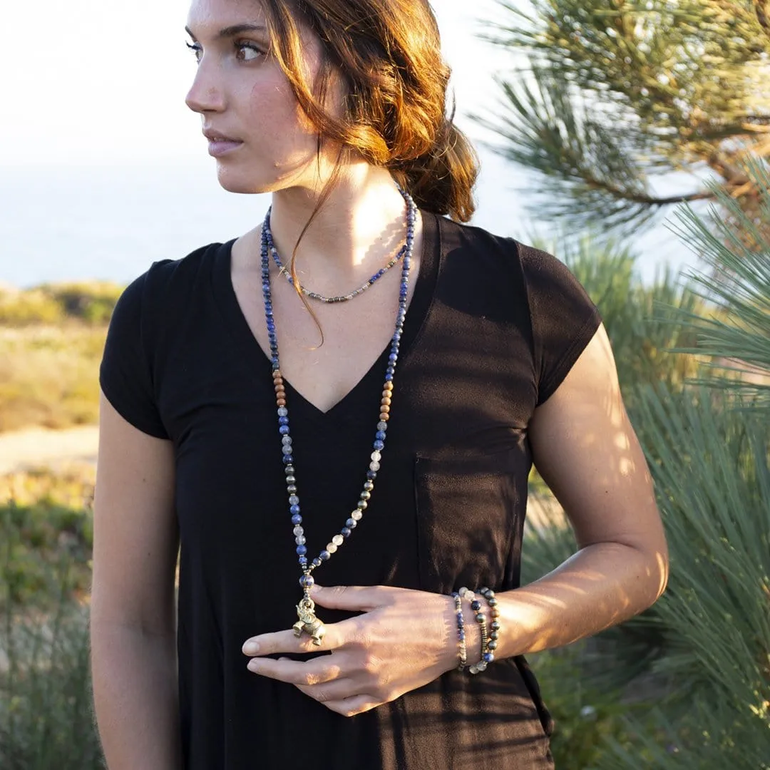 "Intuition and Strength" Sodalite and Quartz Crystal Gemstone Necklace *Final Sale*