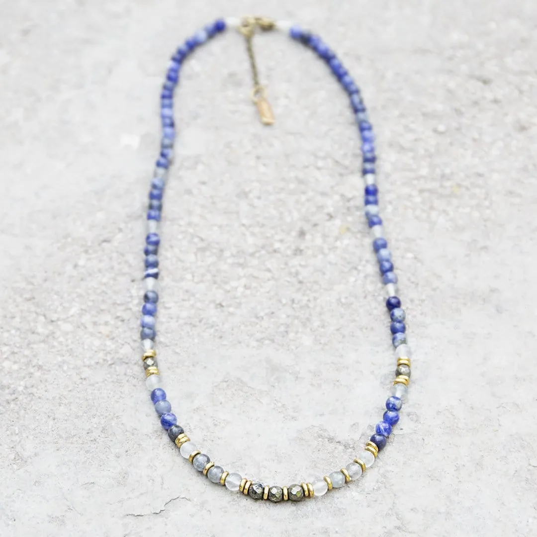 "Intuition and Strength" Sodalite and Quartz Crystal Gemstone Necklace *Final Sale*