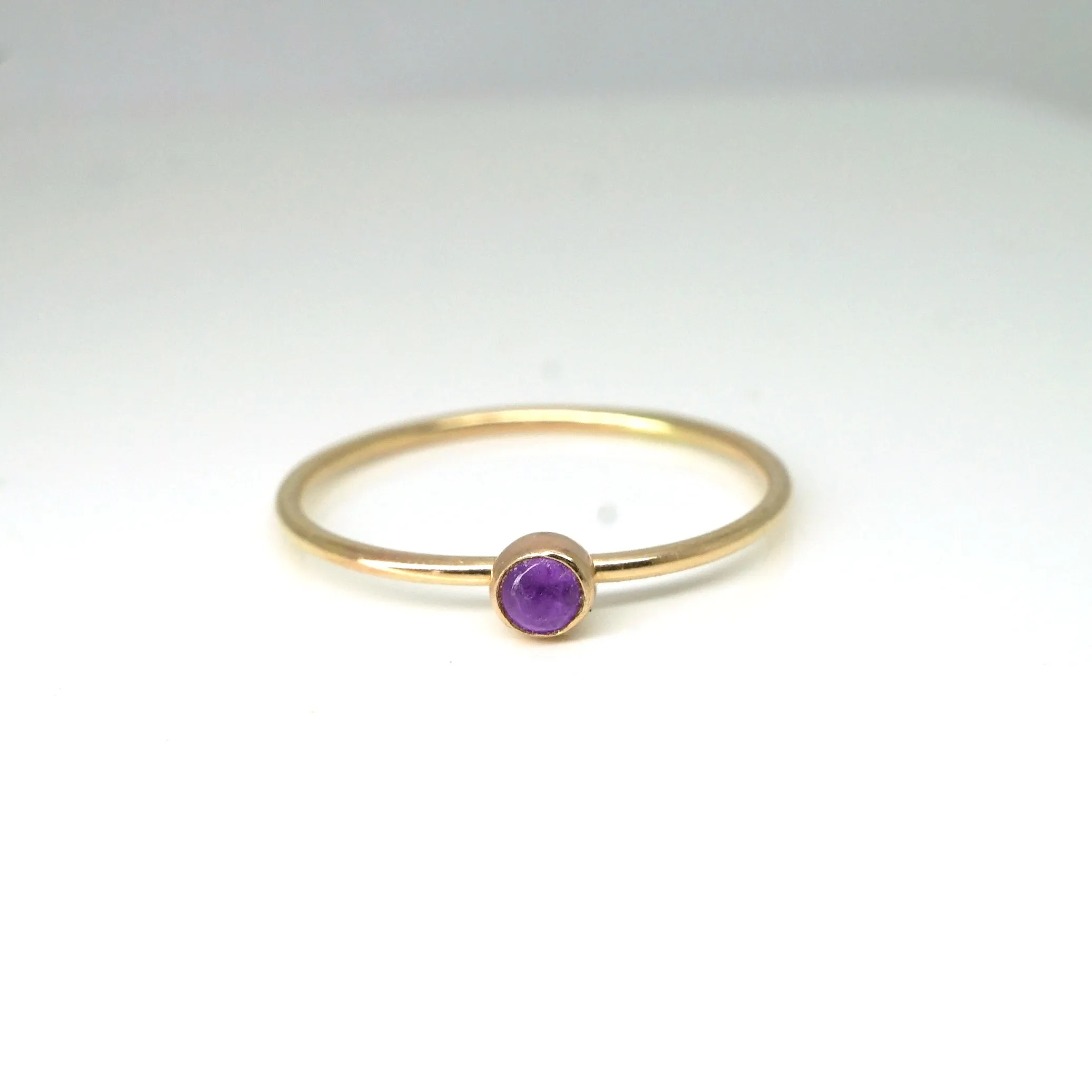 Rainbow Bezel Ring-Amethyst