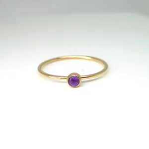Rainbow Bezel Ring-Amethyst