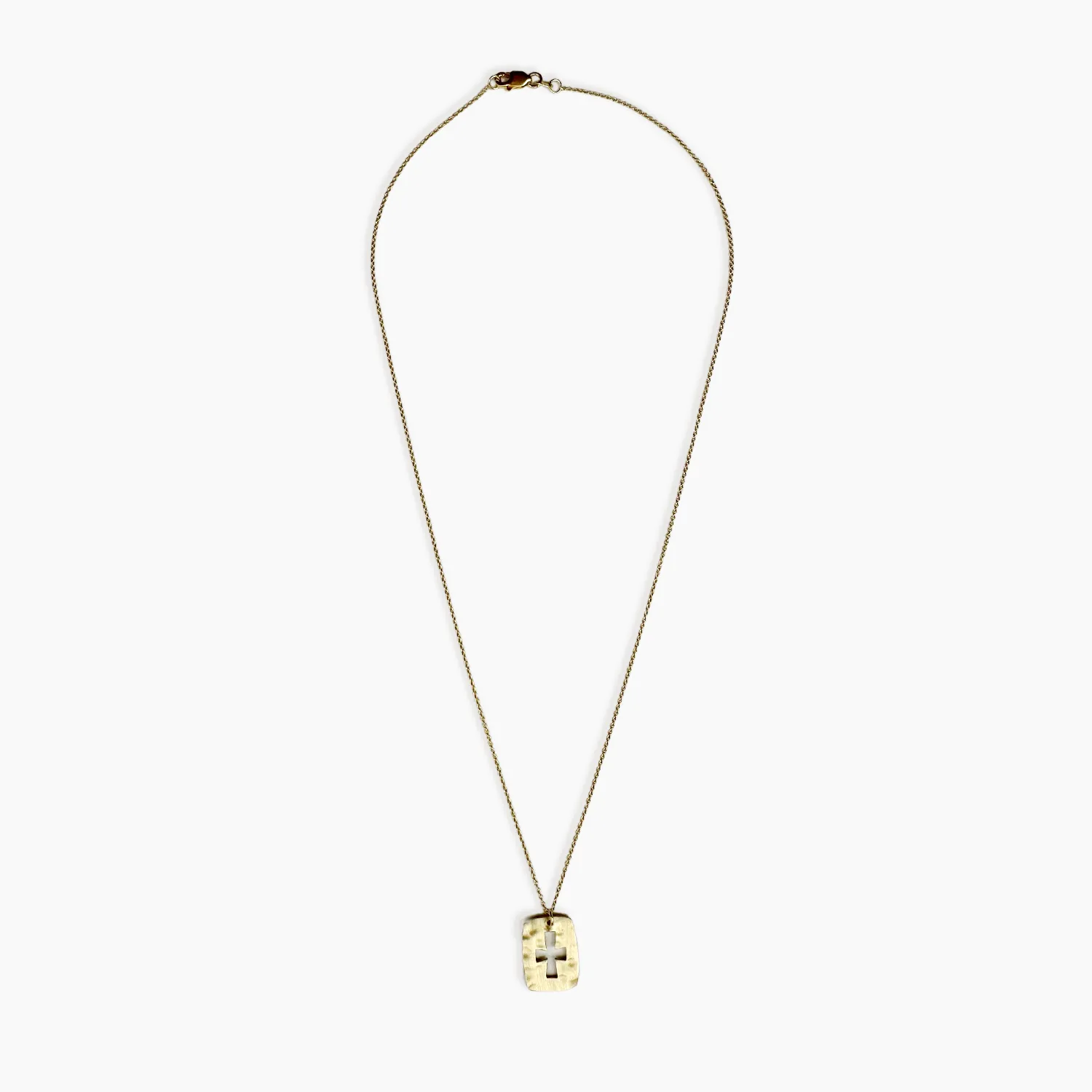 Rectangle Cross Cut Out Necklace 14K Solid Gold