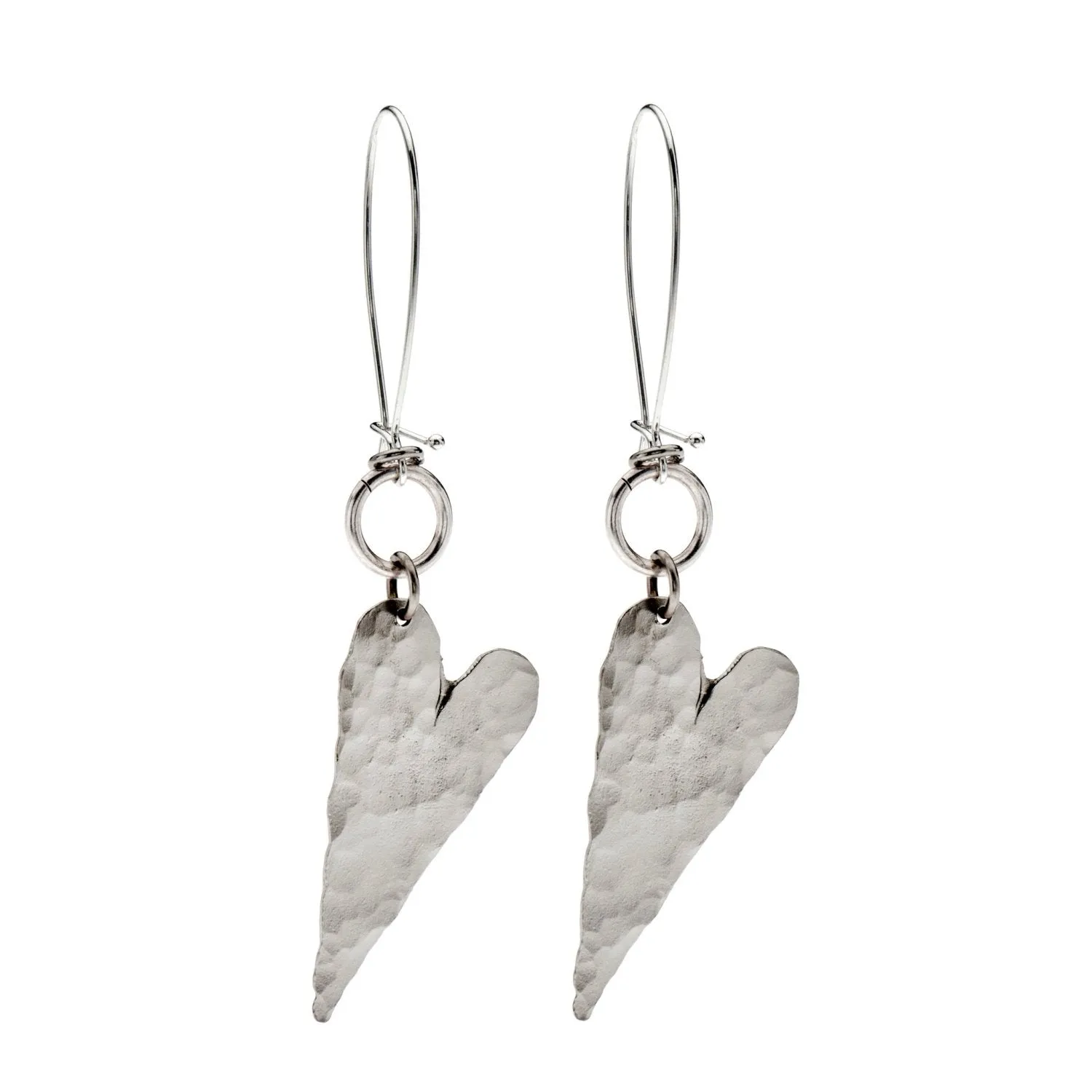 Riley -  Delicate 24K gold heart hammered dangle earrings