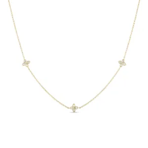 Roberto Coin Diamonds By The Inch 3 Station Flower Necklace