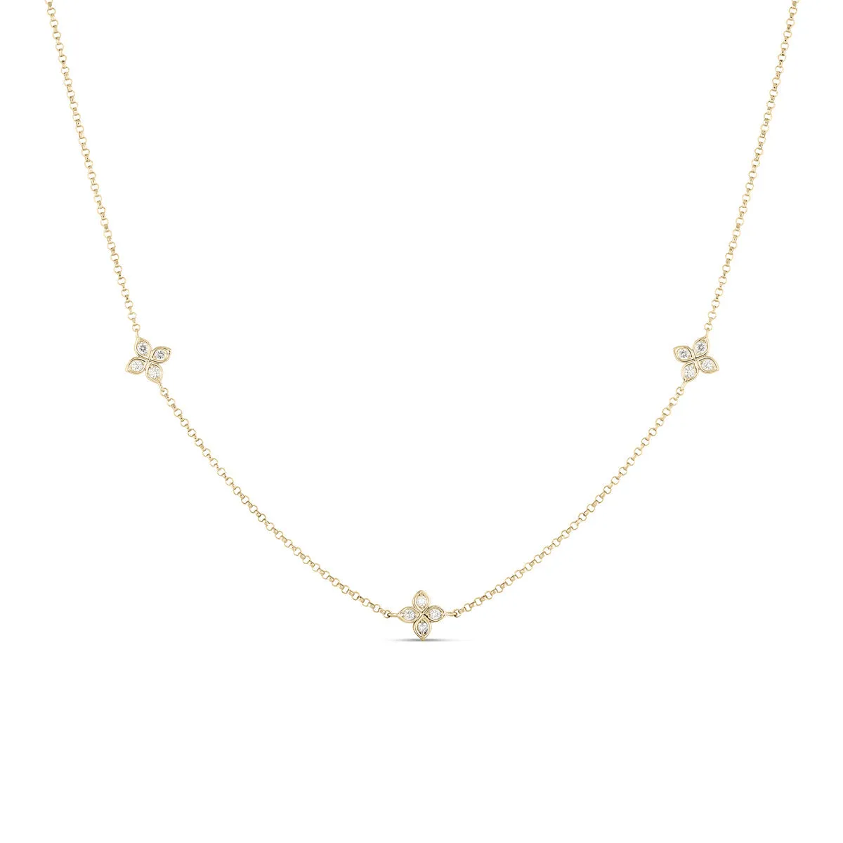Roberto Coin Diamonds By The Inch 3 Station Flower Necklace