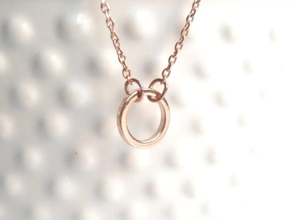 Rose Gold Circle Necklace, tiny circle pendant, small circle pendant, ring pendant, delicate rose gold necklace, minimalist rose gold chain