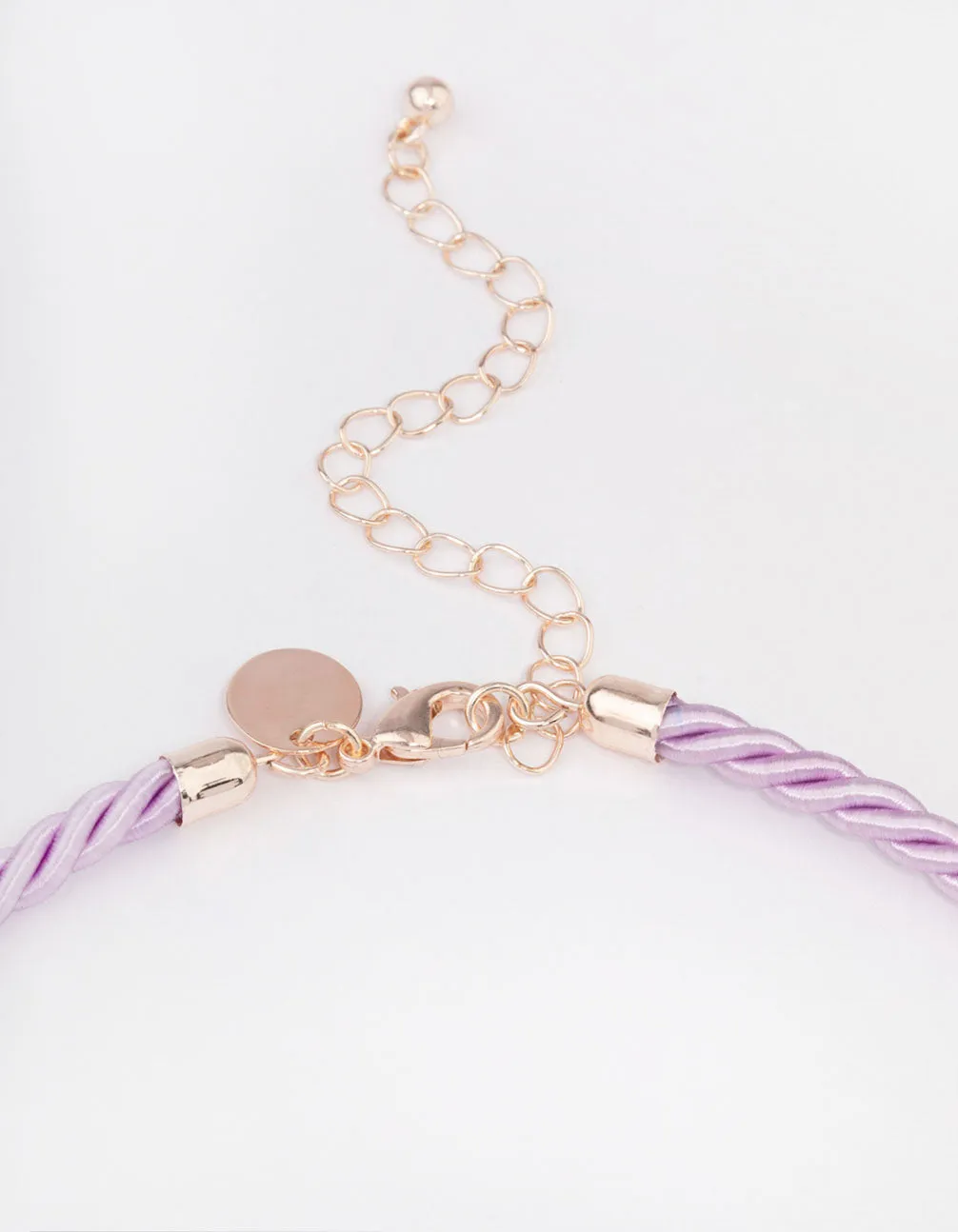 Rose Gold Twisted Cord Pearly Flower Necklace