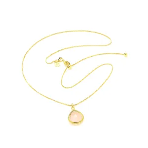 Rose Quartz Compassionate Heart Adjustable Necklace, 18K Gold