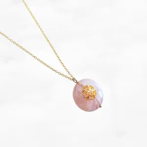 Rose Quartz Flower Necklace