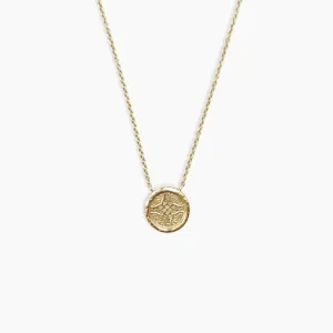Rosette Medallion Necklace 14K Solid Gold