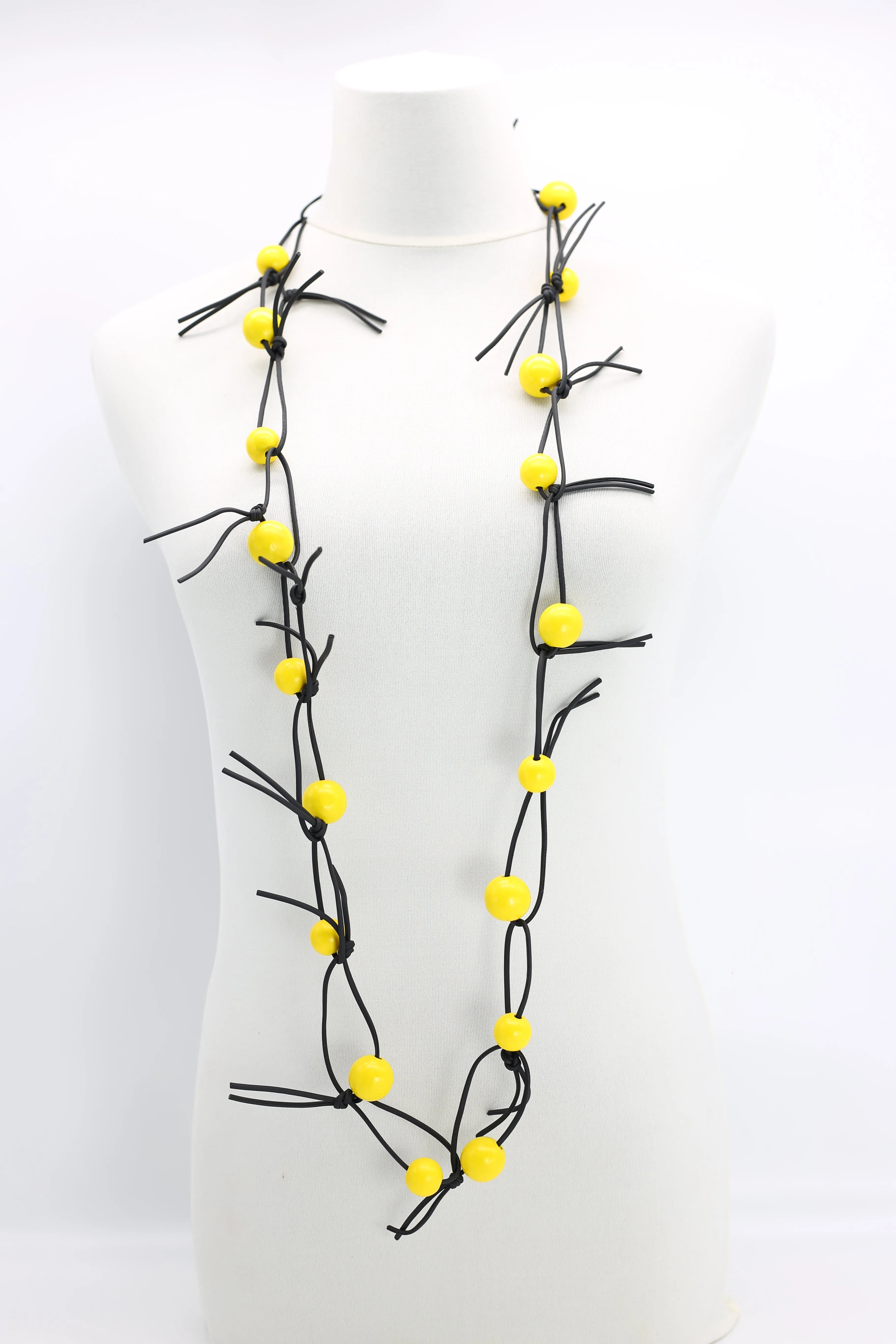 Round Beads on Leatherette Chain Necklaces Set