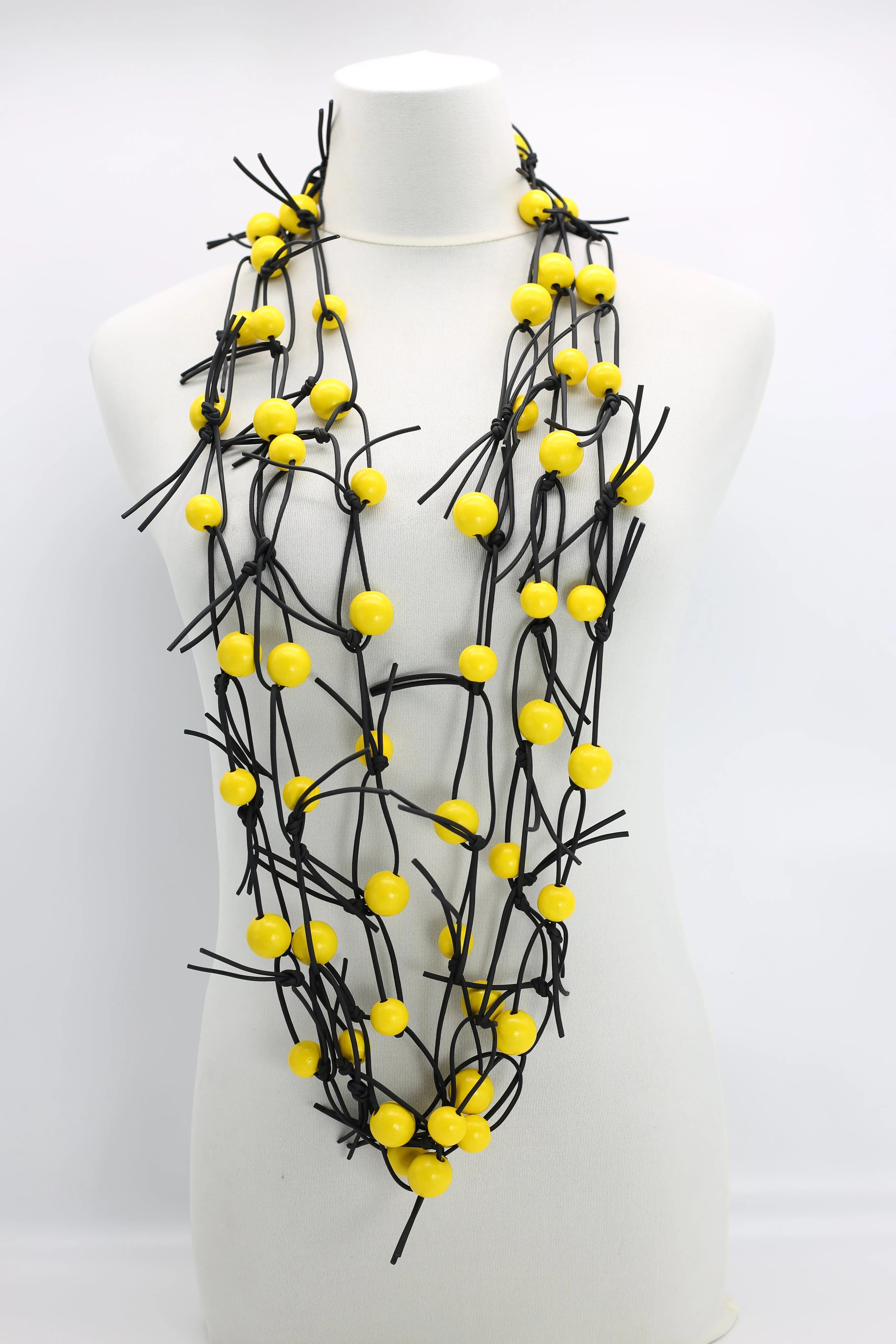 Round Beads on Leatherette Chain Necklaces Set
