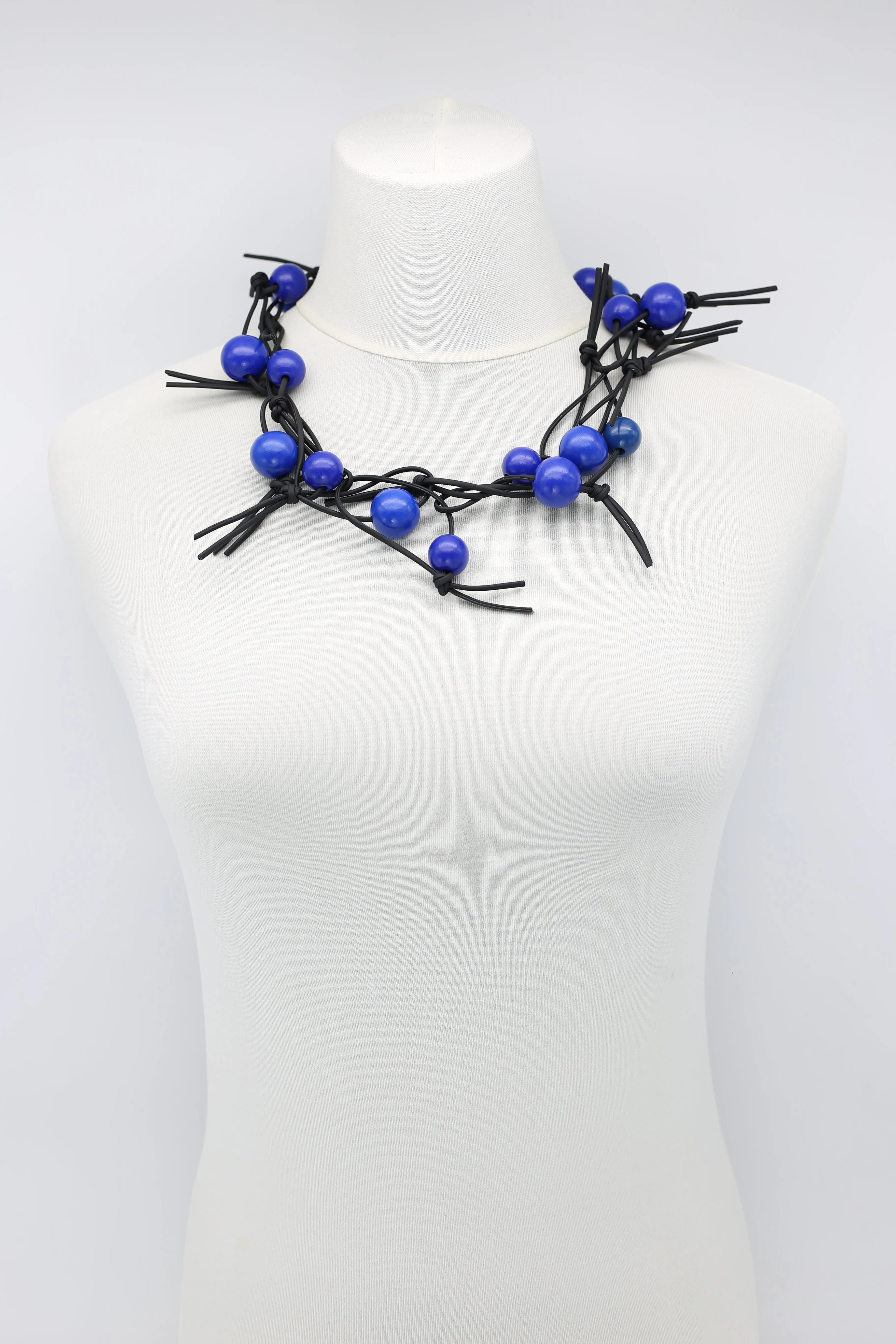 Round Beads on Leatherette Chain Necklaces Set