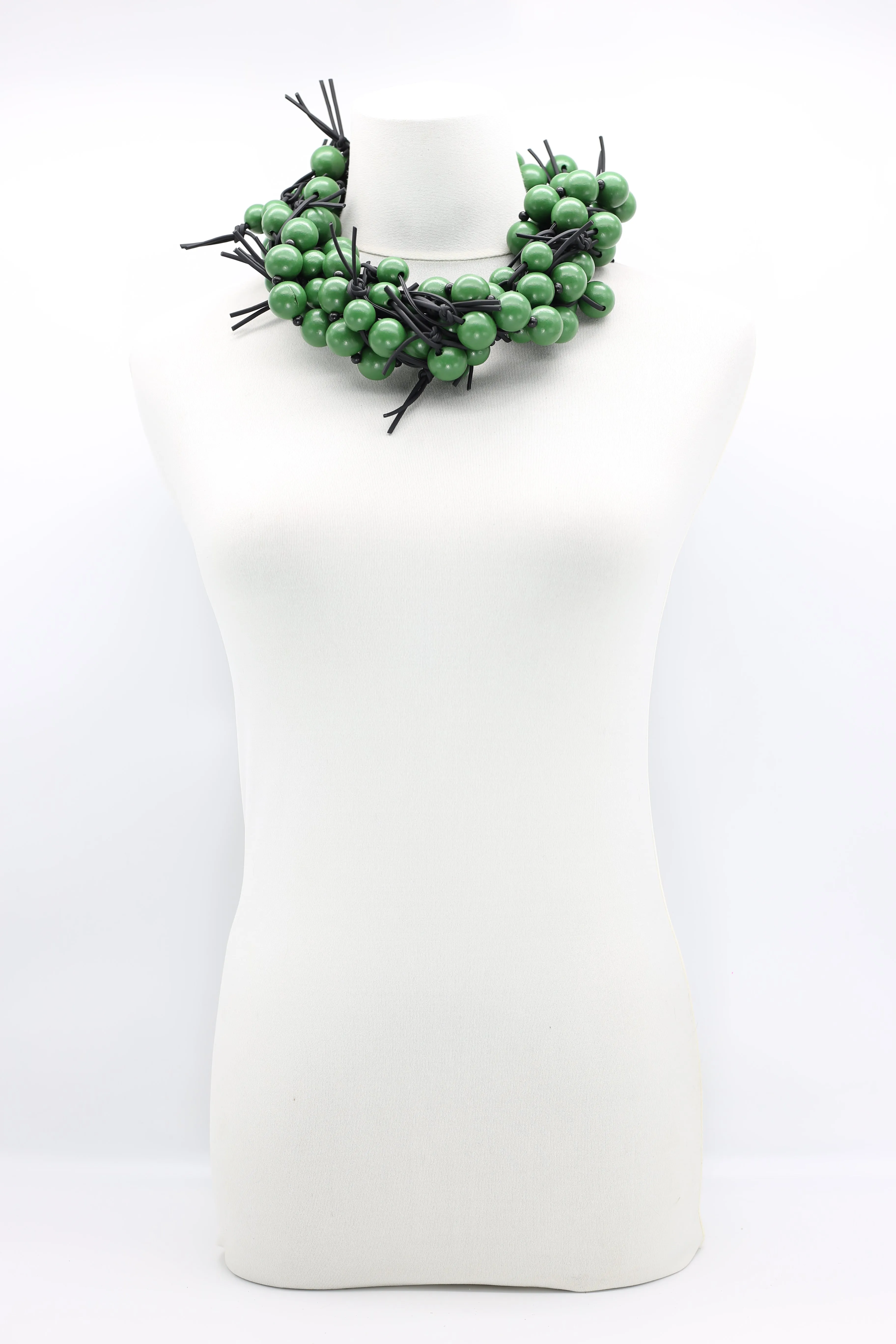 Round Beads on Leatherette Chain Necklaces Set