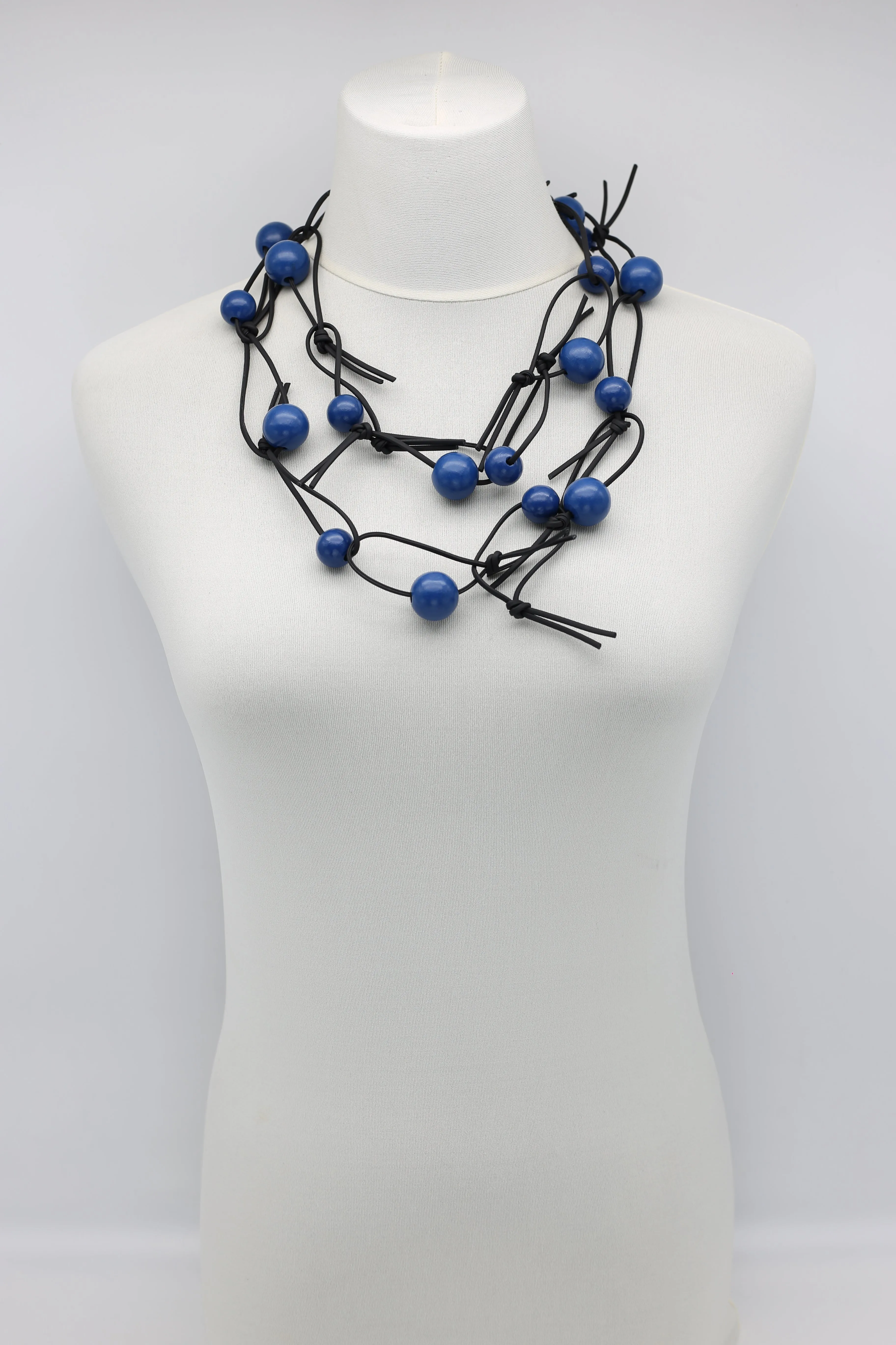 Round Beads on Leatherette Chain Necklaces Set