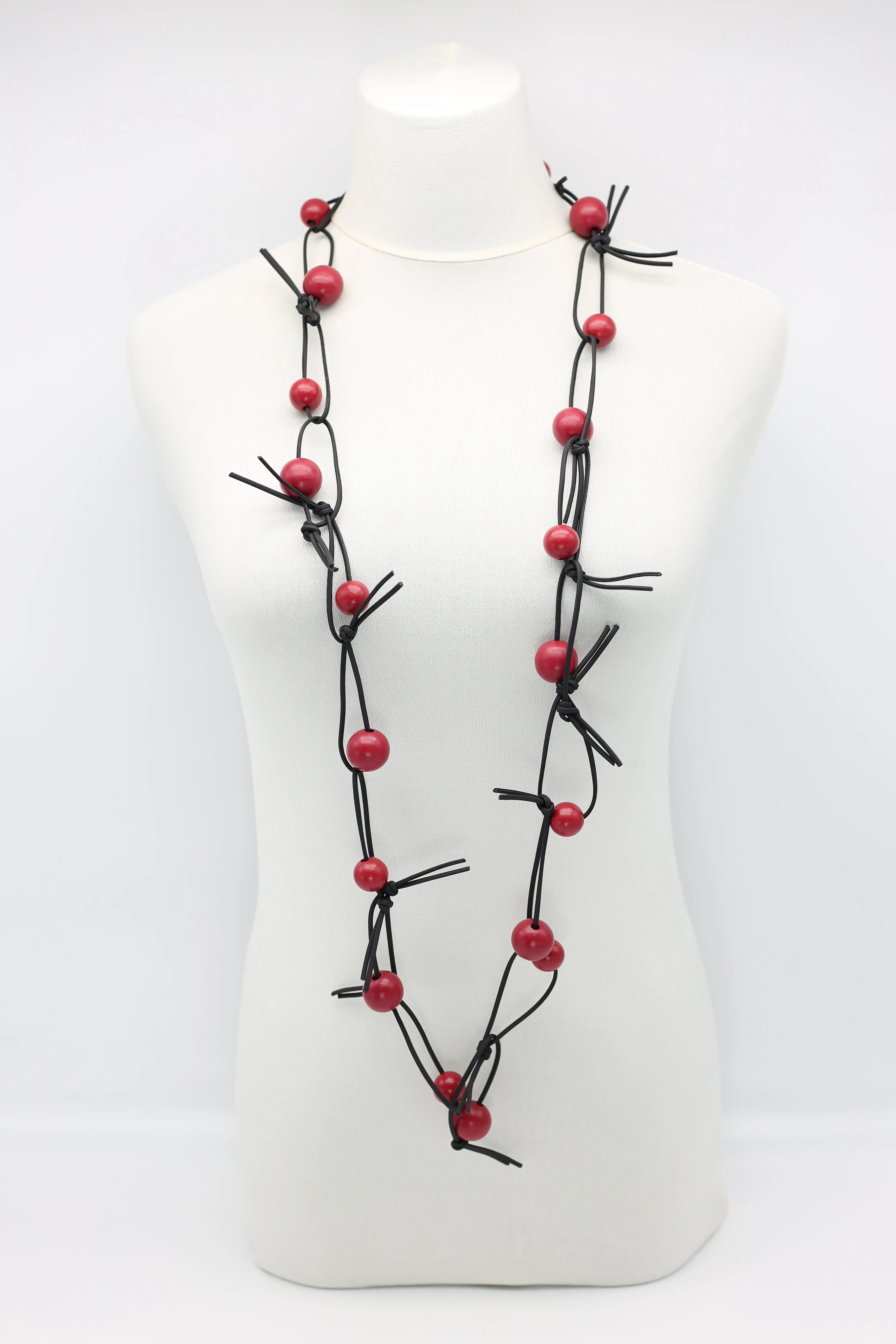 Round Beads on Leatherette Chain Necklaces Set