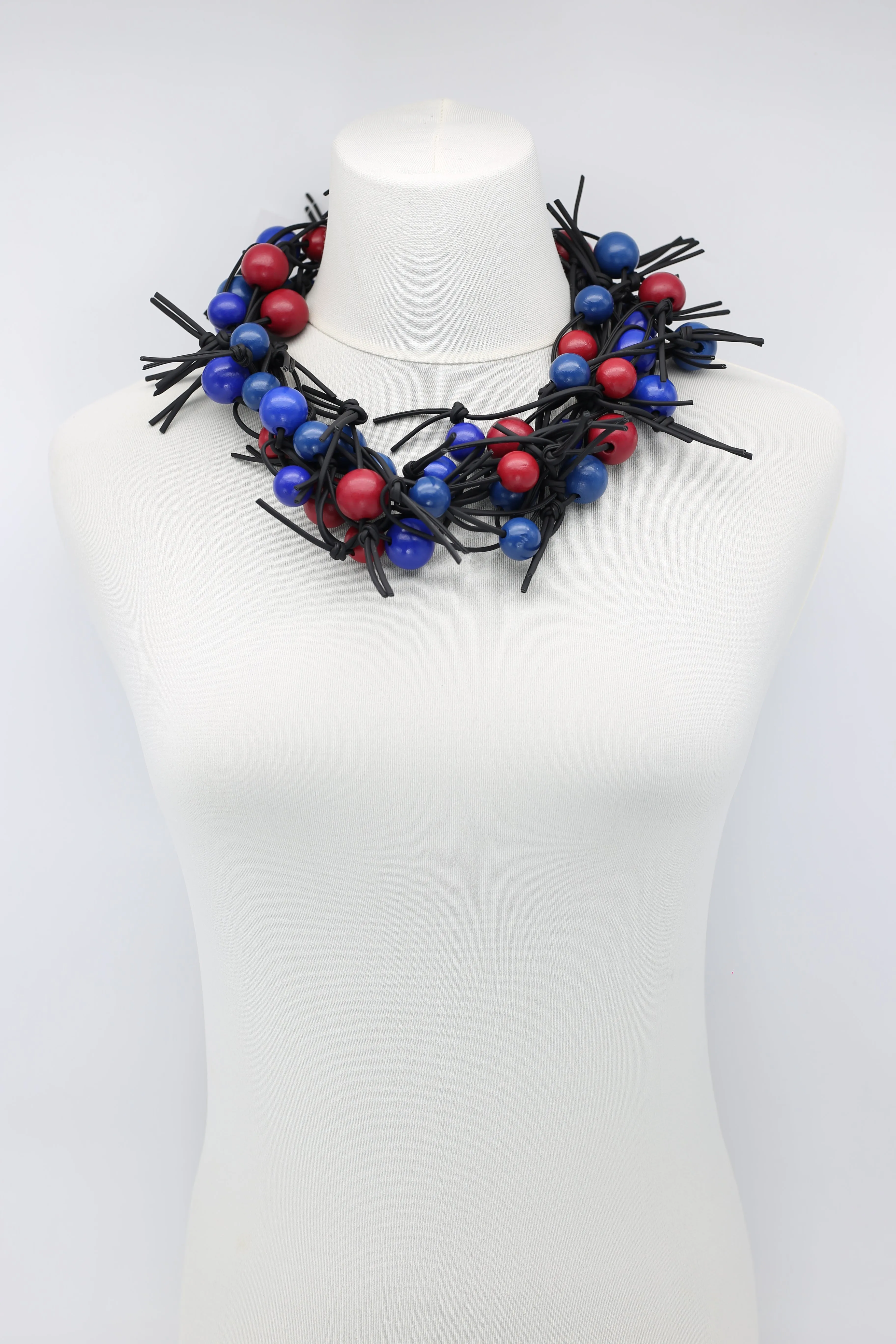 Round Beads on Leatherette Chain Necklaces Set