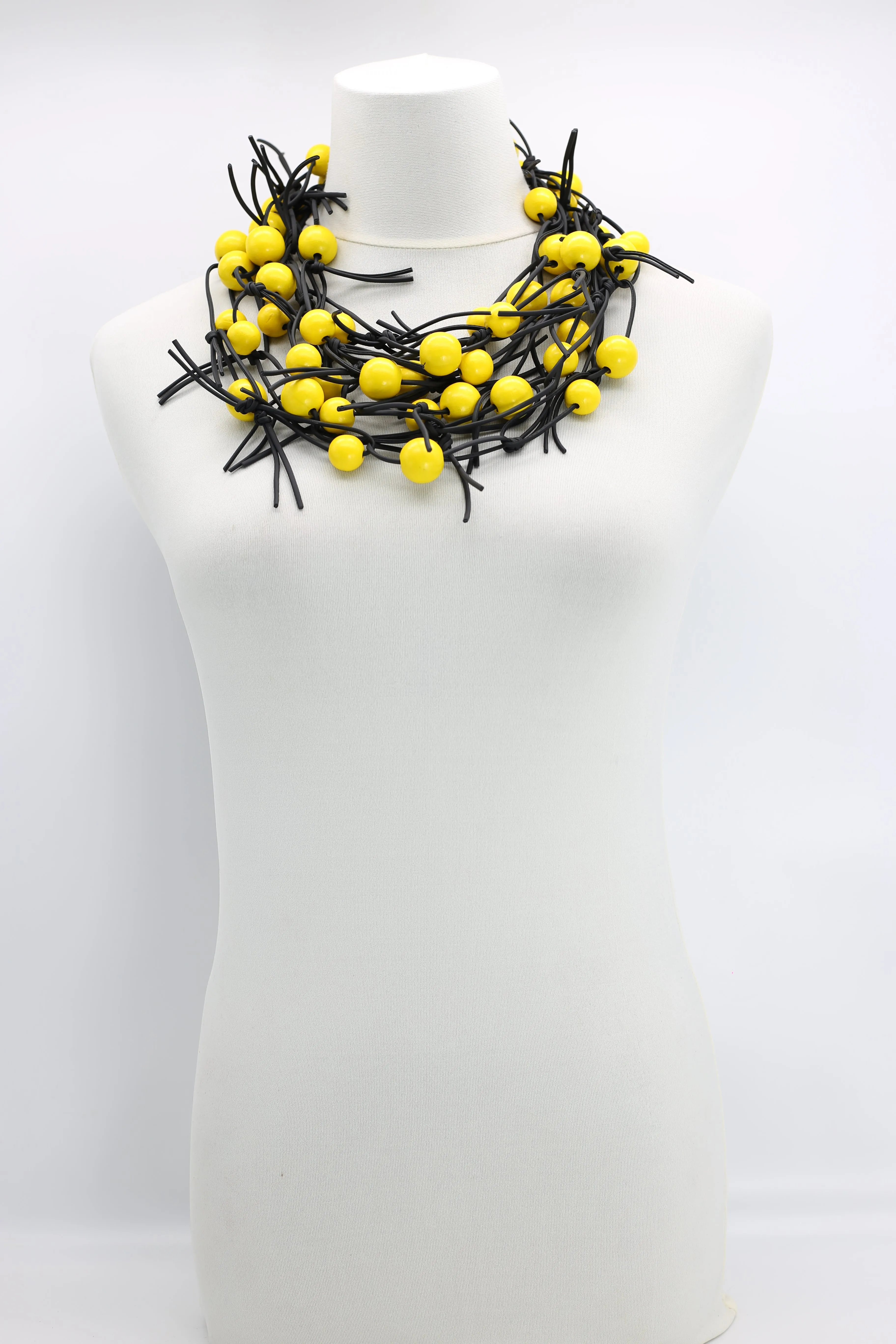 Round Beads on Leatherette Chain Necklaces Set