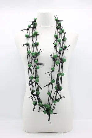 Round Beads on Leatherette Chain Necklaces Set