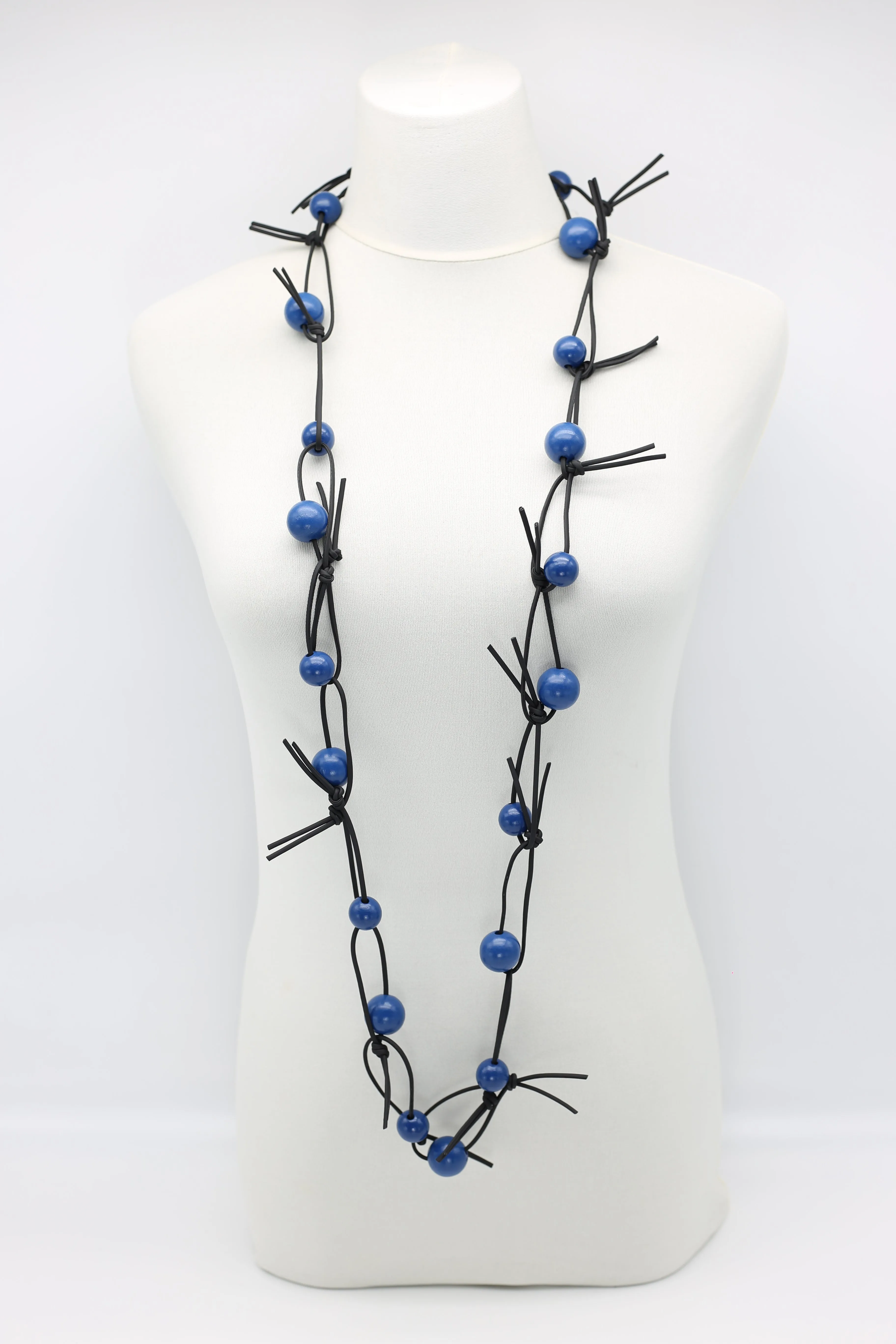 Round Beads on Leatherette Chain Necklaces Set