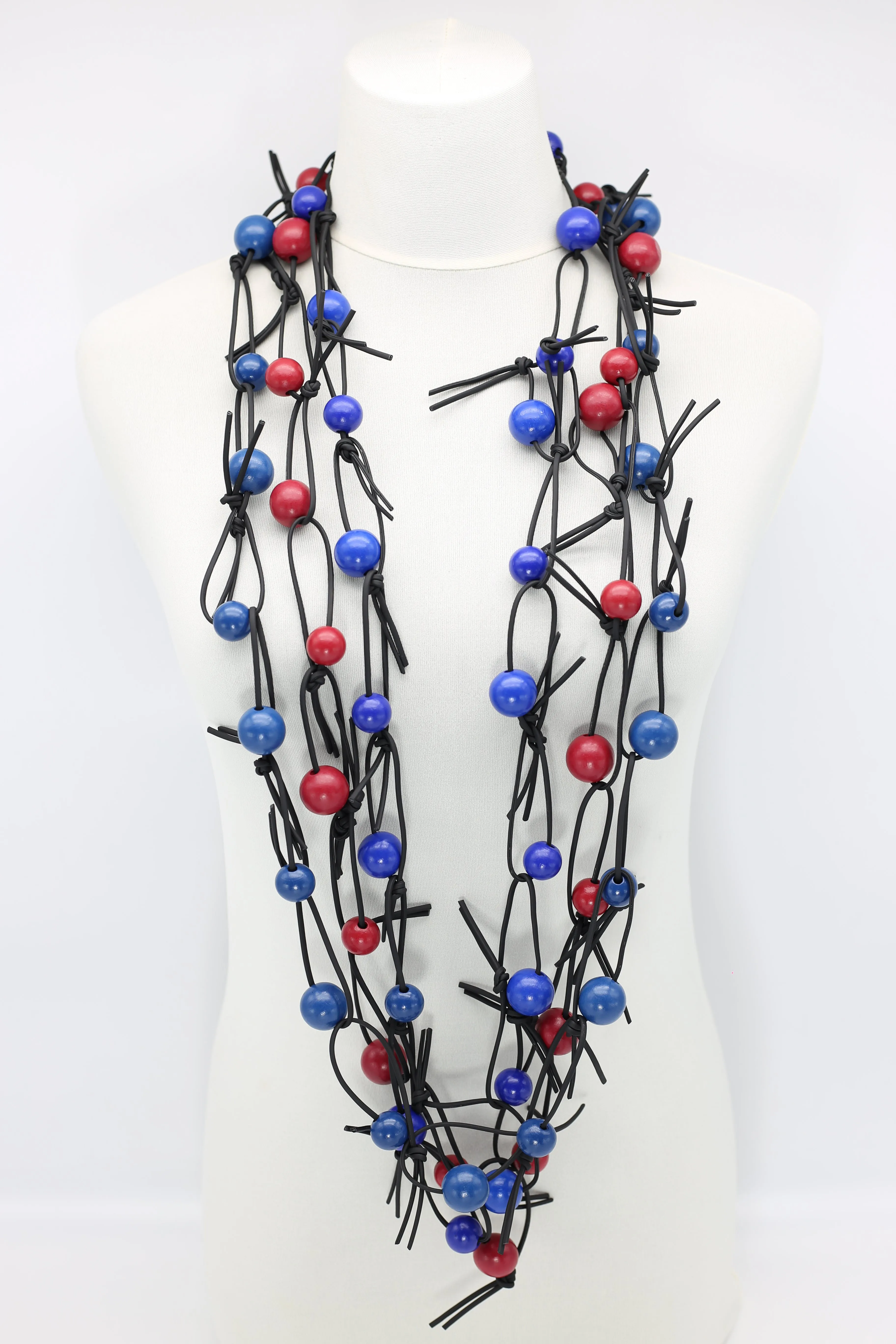 Round Beads on Leatherette Chain Necklaces Set