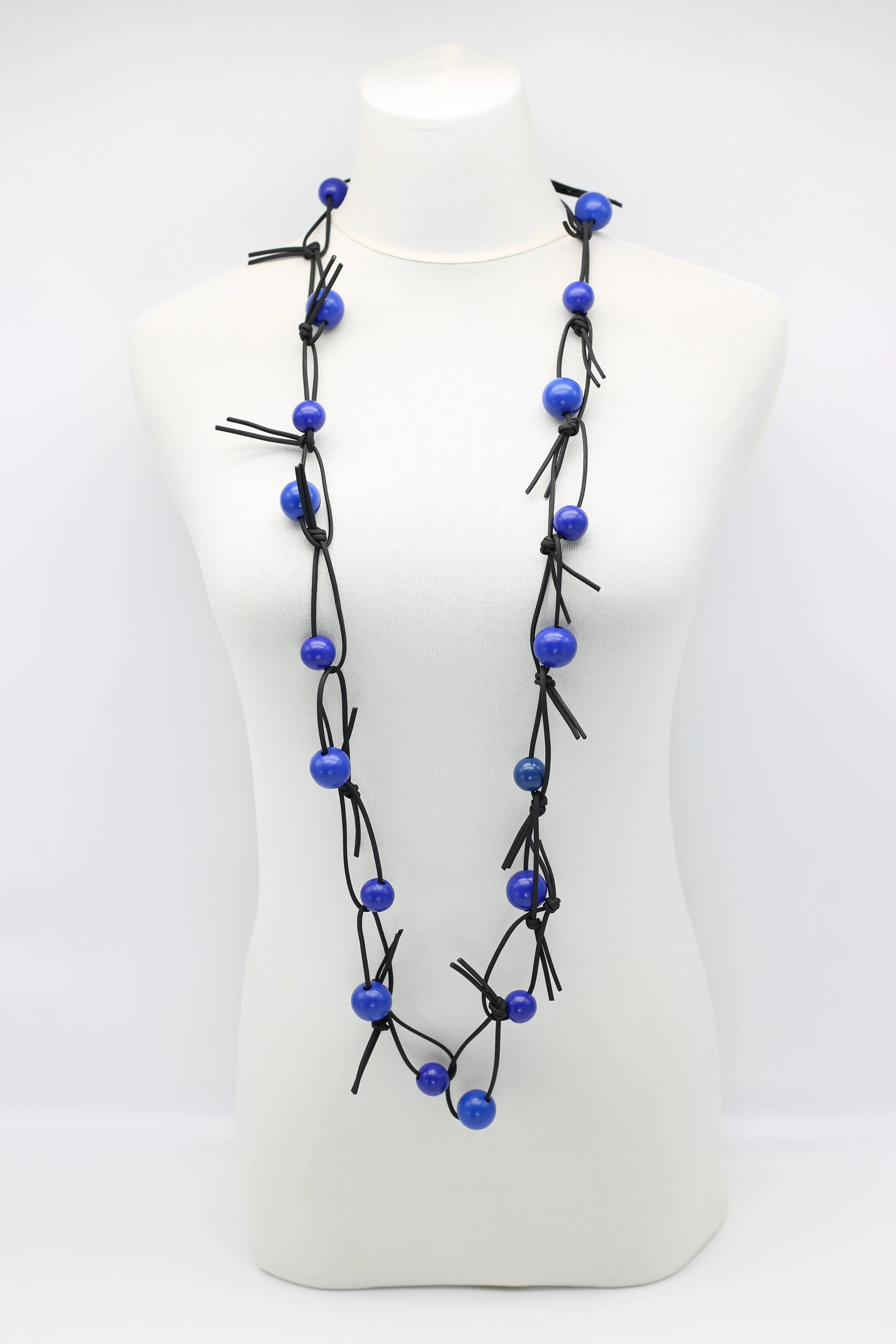 Round Beads on Leatherette Chain Necklaces Set
