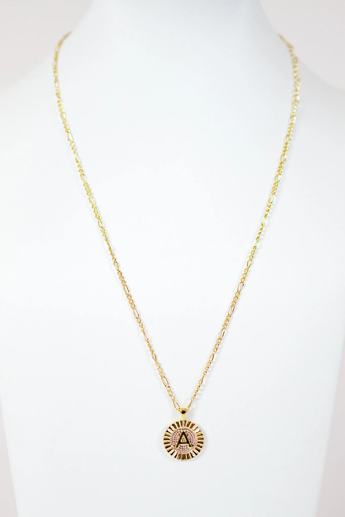 Round Burst Tag Initial Necklace, VARIOUS