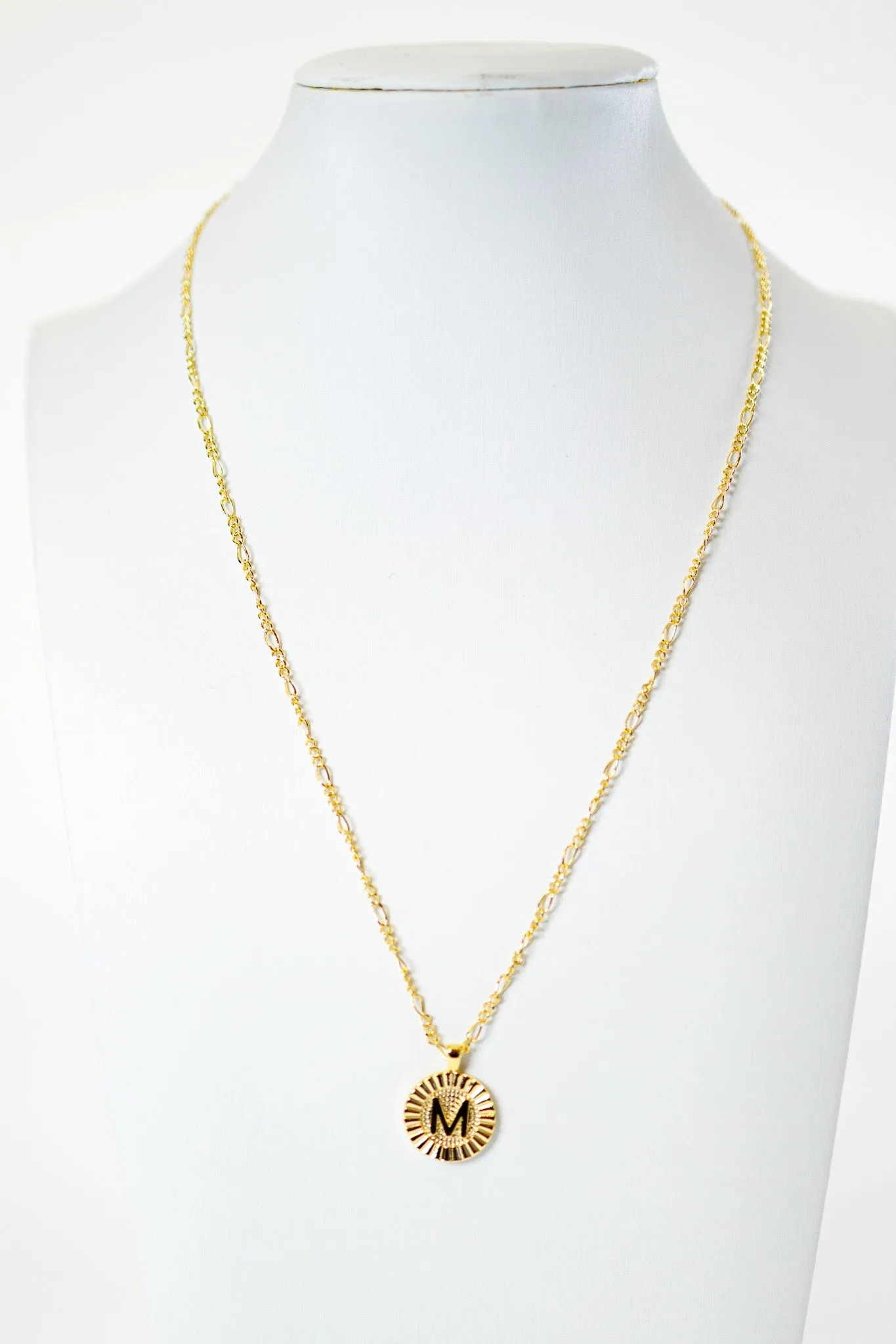 Round Burst Tag Initial Necklace, VARIOUS