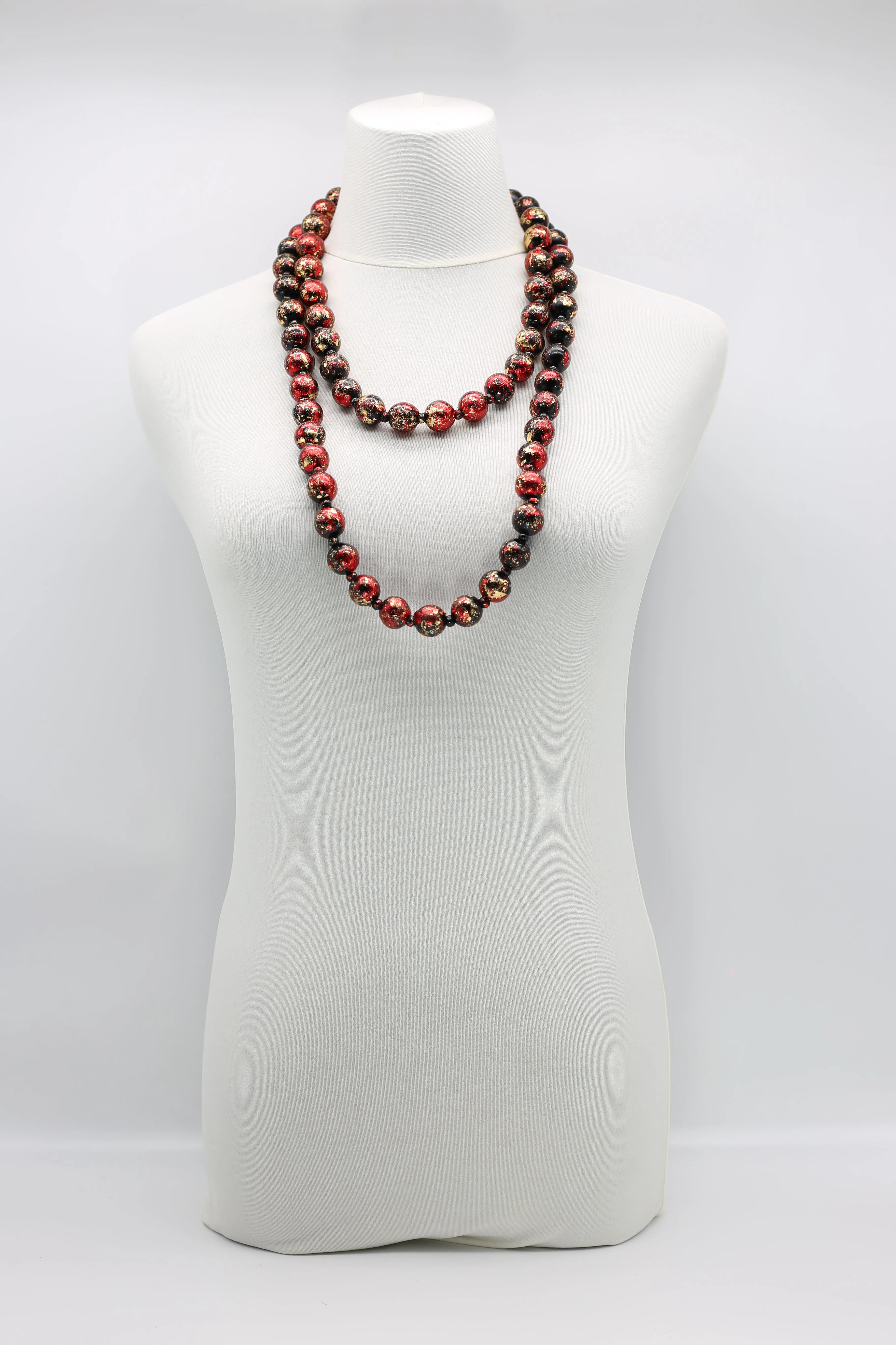 Round Wooden Beads Necklaces - Hand gilded - Small