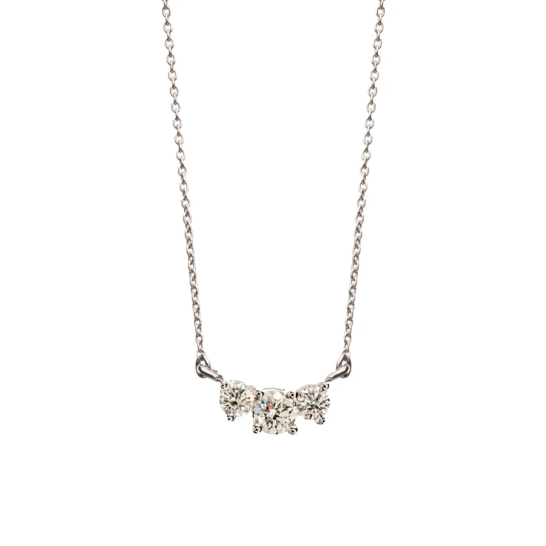 Sabel Collection White Gold Three-Diamond Necklace