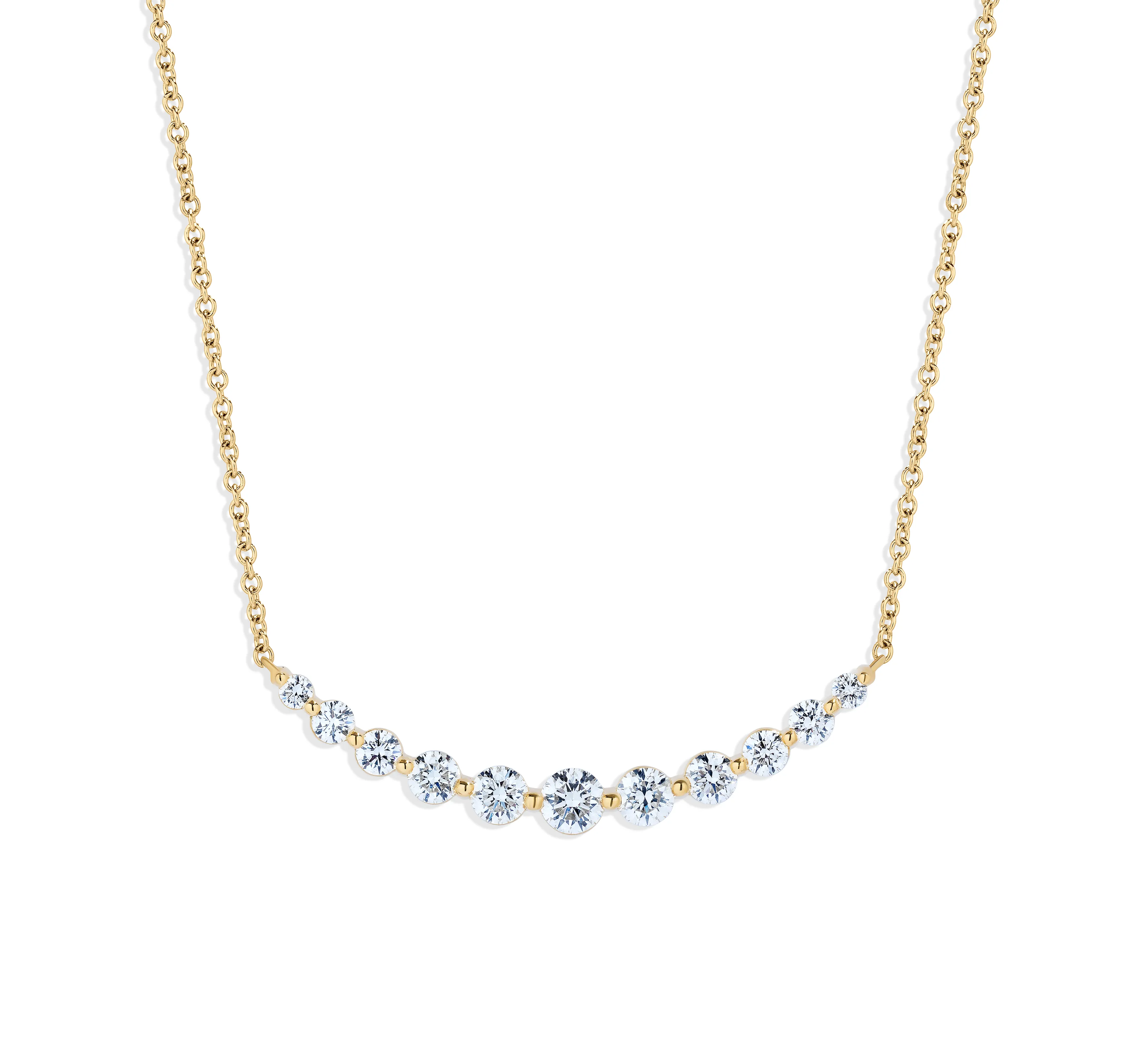 Sabel Collection Yellow Gold Diamond Smiley Bar Necklace
