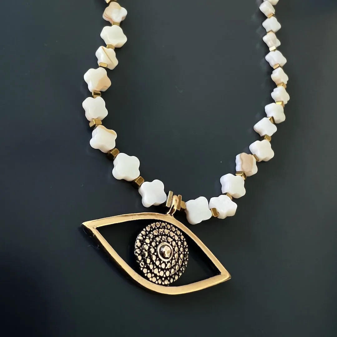 Sacret Harmony Evil Eye Pearl Necklace