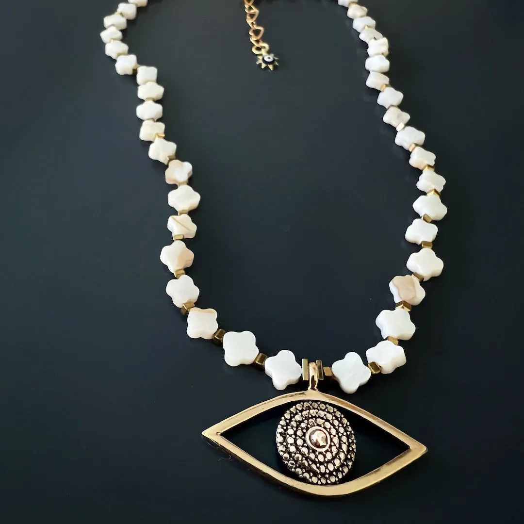 Sacret Harmony Evil Eye Pearl Necklace