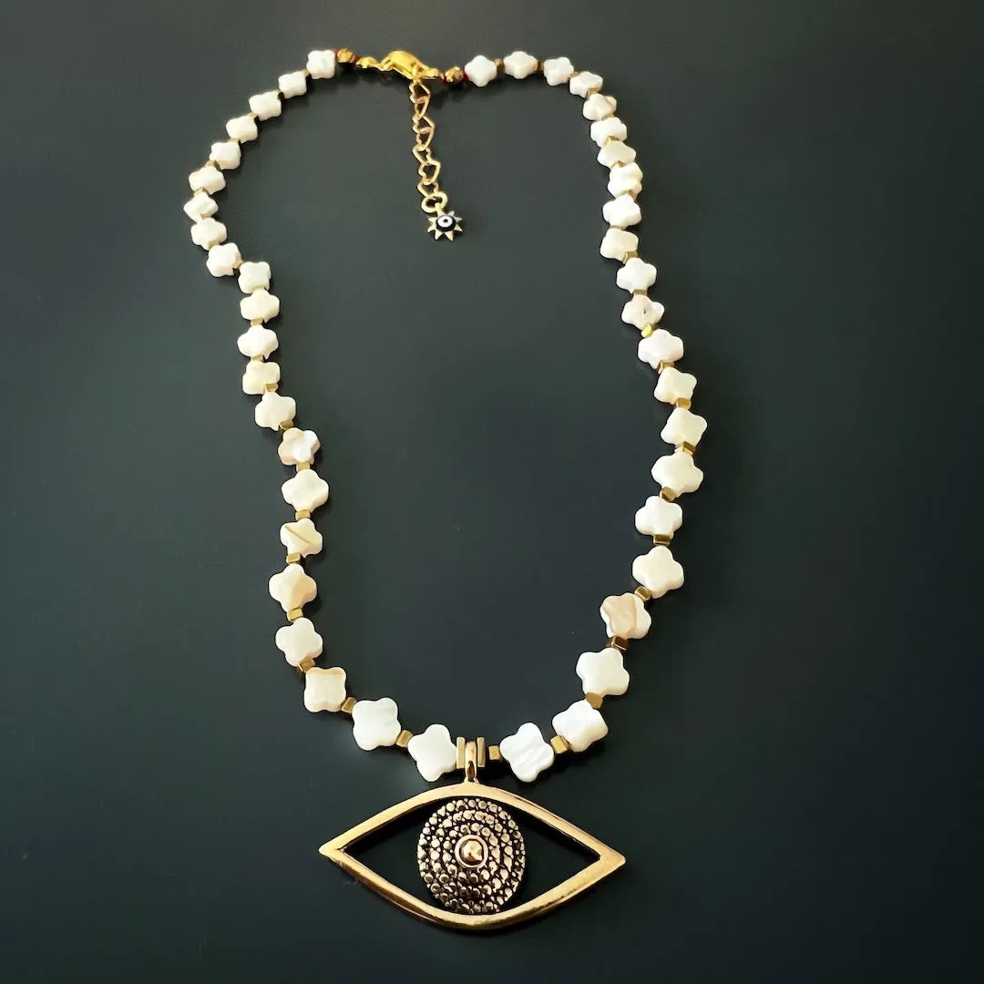 Sacret Harmony Evil Eye Pearl Necklace
