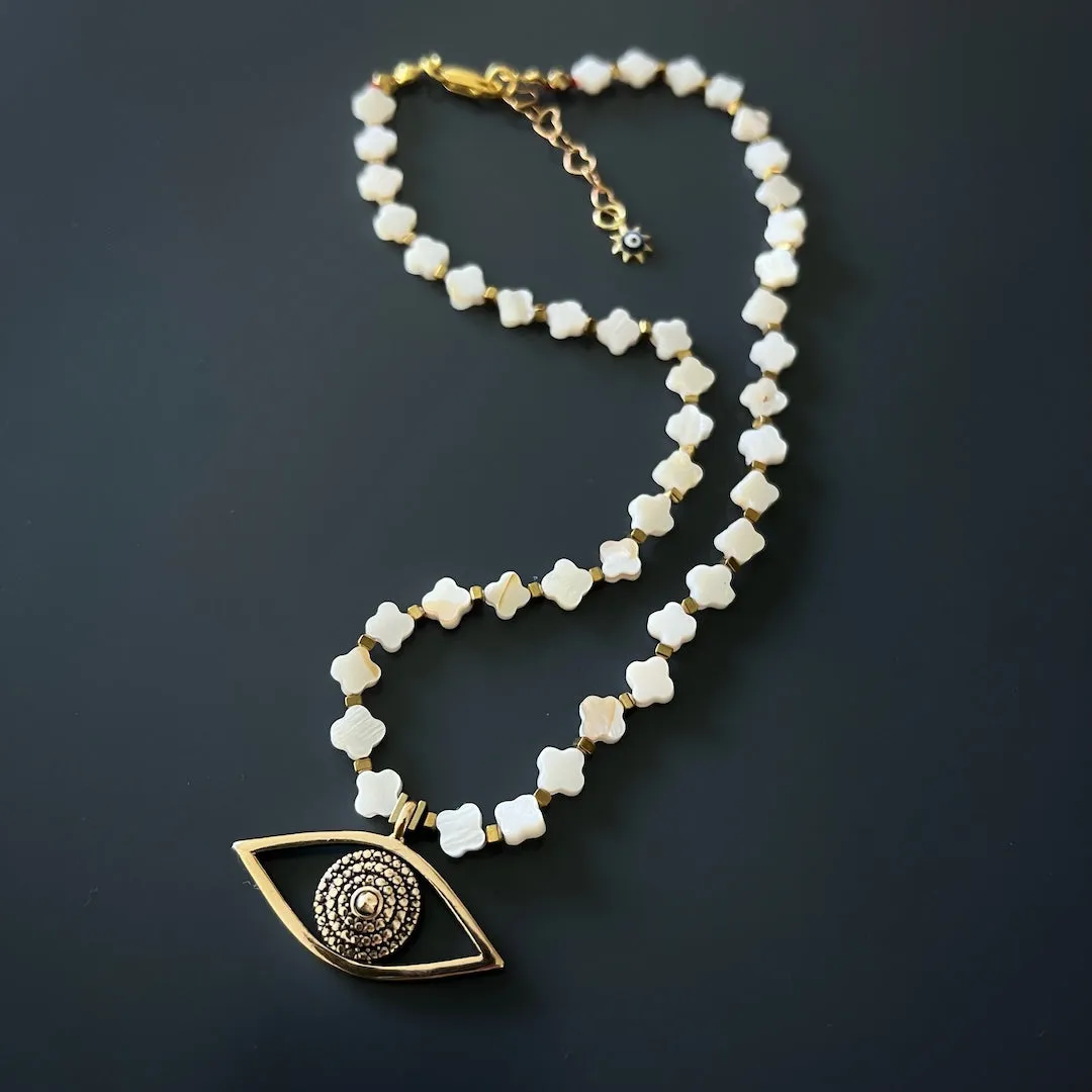 Sacret Harmony Evil Eye Pearl Necklace